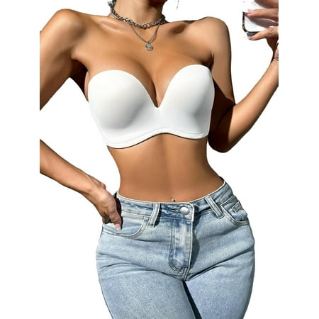 

Women Plain A Piece White Bras & Bralettes 90D