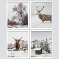 thumbnail image 3 of PixonSign Framed Wall Art Deer Winter Snow Frost Tree Cabin, Set of 4 Nature Wilderness Wall Decor Arts, Animal Wall Décor, Adhesive Canvas Poster, Modern Home Artwork - 8"x10" White, 3 of 5