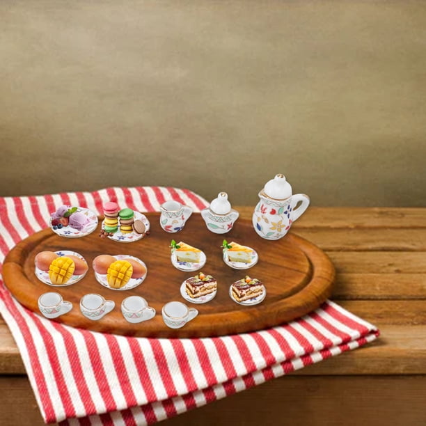 Juego De Té En Miniatura, 15 Piezas, Regalos Navideños, Juego De Té Para Casa De Muñecas, Simulación Para Cocina De Casa De Muñecas