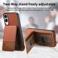 thumbnail image 3 of ELEHOLD Case for Samsung Galaxy S25 Edge, RFID Blocking Slim PU Leather Wallet Case with Card Holder & Kickstand,Brown, 3 of 11