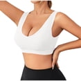 thumbnail image 2 of FITORON Seamless Sports Bra for Women Medium Support Ribbed V Neck Racerback High Impact Workout Top White,Size M, 2 of 8