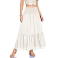 thumbnail image 2 of GJSYRH Women's Summer Casual Elegant Smock Layered Tiered Maxi Skirt High Waisted A Line Flowy Long Skirts with Pockets White L, 2 of 7