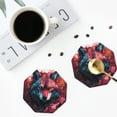 thumbnail image 4 of Vsdgher Dessous de Verre en Cuir Imprimé Tête de Loup Rouge pour Boissons, Ensemble de 4 sous-Verres Durables pour Protection de Table, Décoration Intérieure Luxueuse et Cadeau de Pendaison de Crémaillère-Octogone, 4 of 6