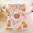 thumbnail image 5 of Erosebridal Cartoon Monstera Leaf Full Size Sheets,Brown Capybara Rodent Animal Rustic Flowers Bed Sheets For Kids Girls 4-Piece, 5 of 6