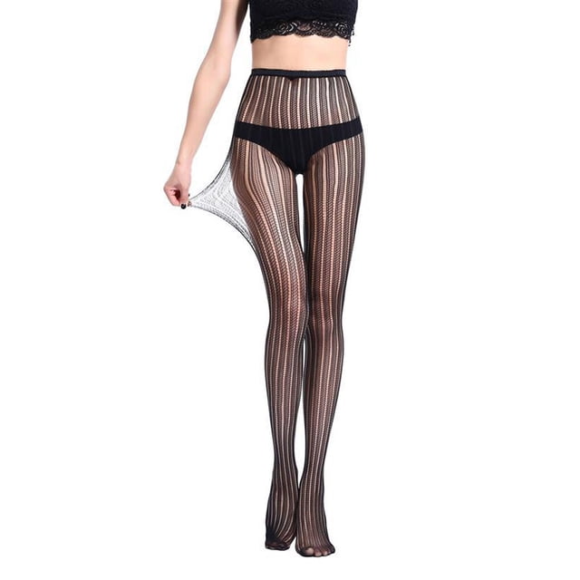 Qarigey Medias de red, pantimedias ahuecadas, medias de Color sólido alto, malla para fiesta, accesorios de ropa acogedores para mujer, medias Accesorios de disfraces Negro L