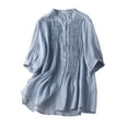 thumbnail image 2 of Rezuofi 1 Pcs V Neck Linen Tshirts for Women Summer Fall 3/4 Dolman Sleeve Relaxed Fit Long Basic Tee Shirt Tops Women 2025, 2 of 4