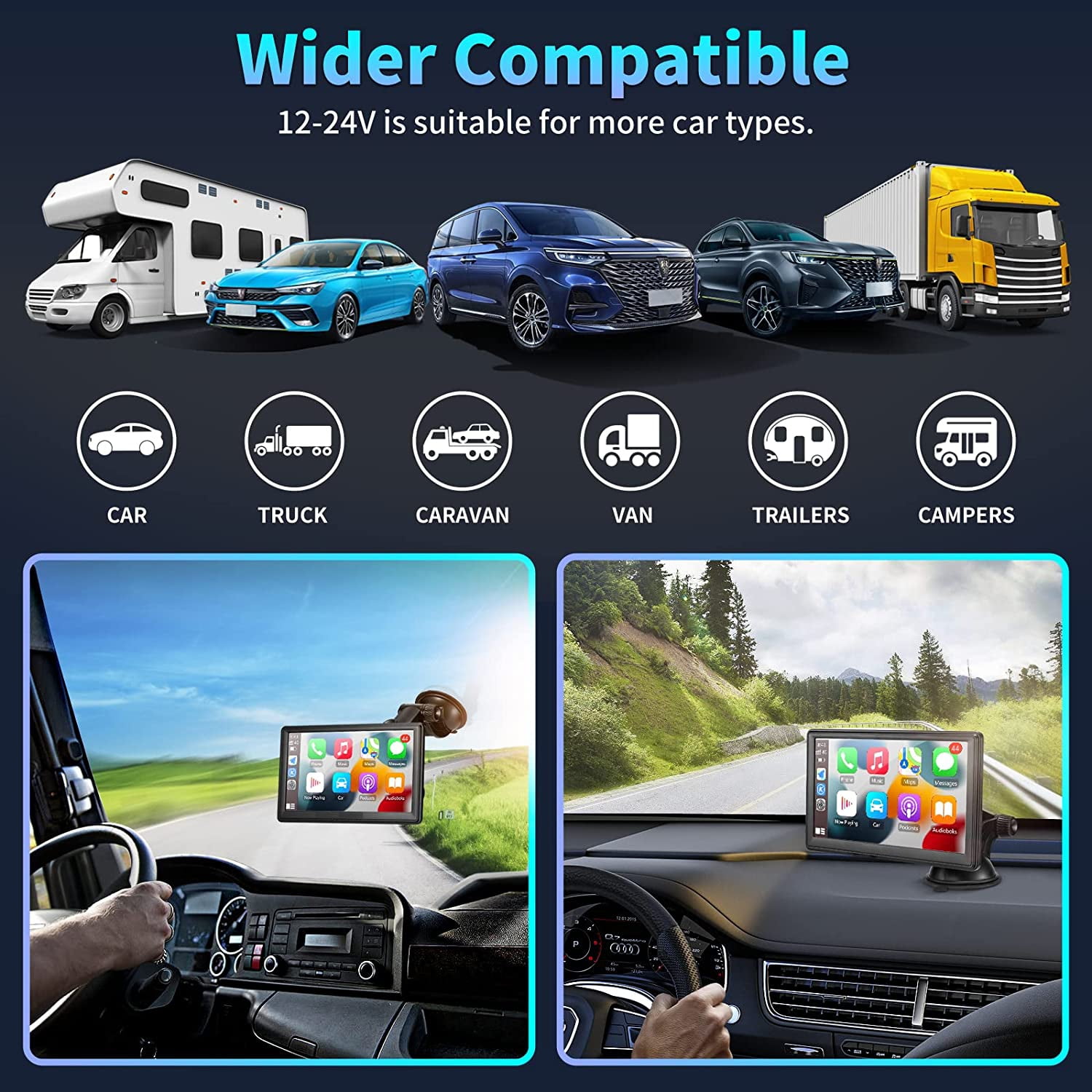 7-inch Touchscreen Wireless Car Stereo, Portable Car Radio Receiver with Apple Carplay & Android Auto Rear Camera GPS