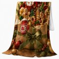 thumbnail image 2 of Brown Bag Teddy Bear Christmas, Festive Holiday Scene, Warm Flannel Blanket for Cabin and Lodge with Detailed Artwork, Art Lovers Christmas Gift, Festive Home Decor, 2 of 9