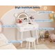 thumbnail image 4 of Yeshouse tocador infantil con espejo en forma de oso, incluye taburete y luces LED, escritorio de maquillaje de madera estilo princesa con cajones de almacenamiento, mueble de juego seguro para niñas, 4 of 9