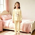 thumbnail image 2 of SJLDQY Girls' Pajama Sets Long Sleeve Bow Shirts Pants 2 Piece Pjs Sets Casual Sleepwear Comfy Loungewear, 2 of 4