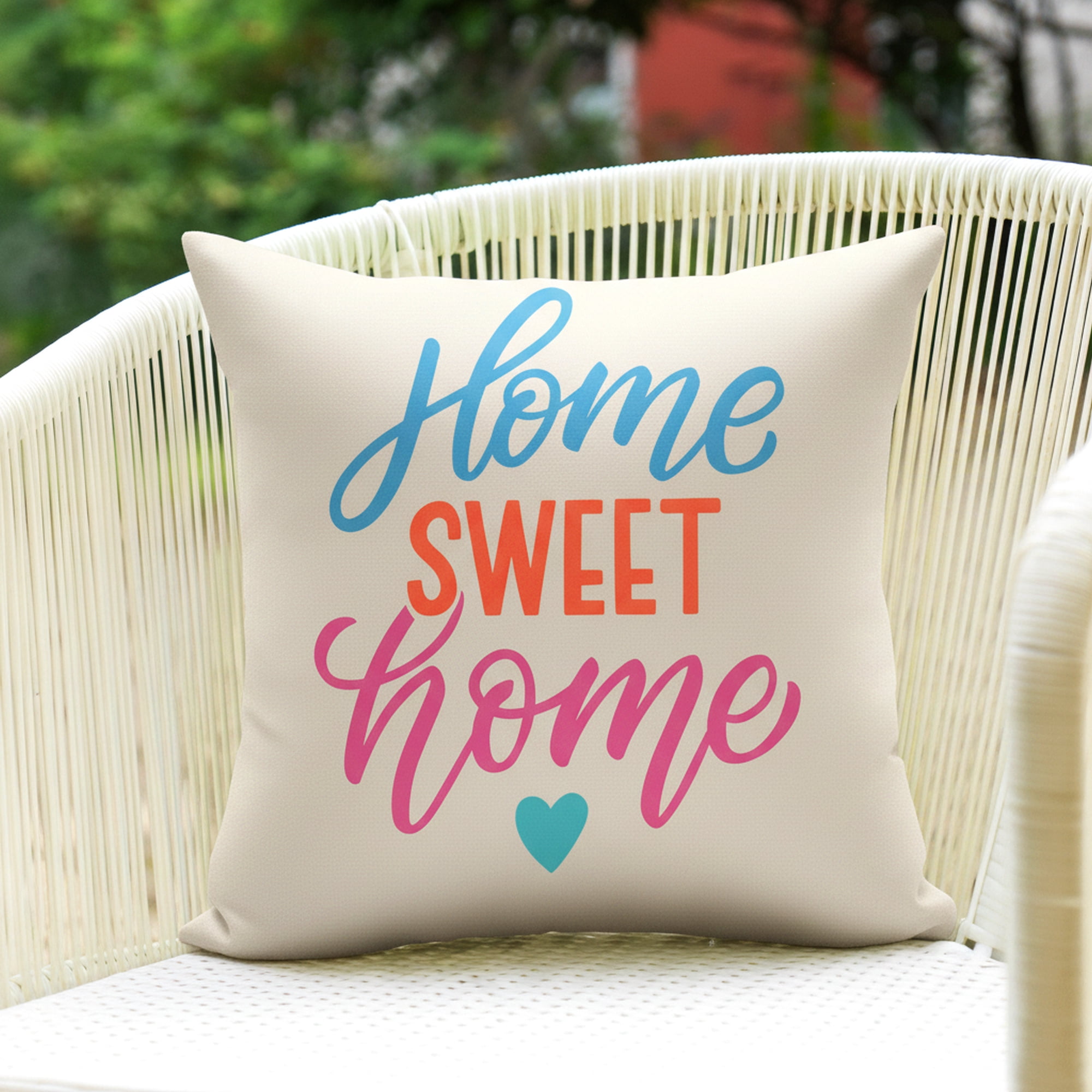 Mainstays 16 in x 16 in Home Sweet Outdoor Pillow, Multi-color