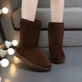 thumbnail image 3 of Botas de nieve para mujer, de invierno, punta redonda, estilo coreano, hasta media pantorrilla, con forro polar, plataforma gruesa y cálida, botas informales de algodón para estudiantes, 3 of 6