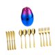 thumbnail image 5 of Conjunto de cubiertos de cubiertos de acero inoxidable de 12 piezas Conjunto de cubiertos con cuchillas organizador de huevo en forma de huevo Spoon soporte, 5 of 8