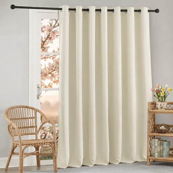 Blackout Sliding Door Curtain Thermalulated&drape For Patio/living Room/bedroom Extra Wide Room Divider Window Beige W100 X L84 1 Panel
