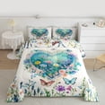 thumbnail image 2 of Manfei Groovy Rose Flower Full Size Comforter Sets, Dreamy Garden Butterfly Bedding Comforter Set, Romantic Love Heart Reversible Bedding Sets, Microfiber Bedroom Decor, 3-Piece, 2 of 8