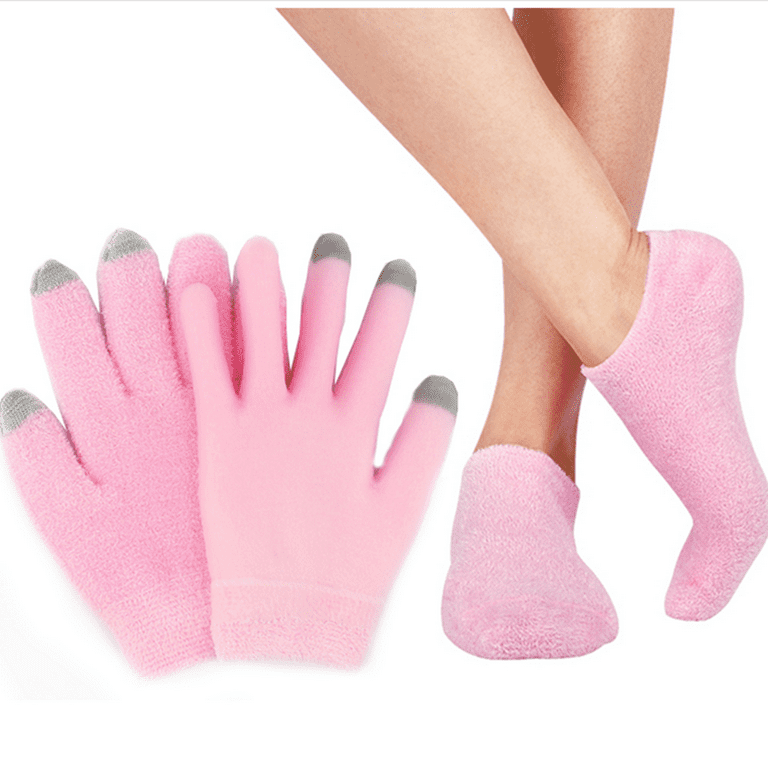 Moisturizing Socks Moisturizing Gloves Gel Gloves and Gel Socks for Dry  Cracked Heels & Hands Spa Treatment, Gel Lining Infused with Essential Oils  and Vitamins (Fuzzy Pink) 