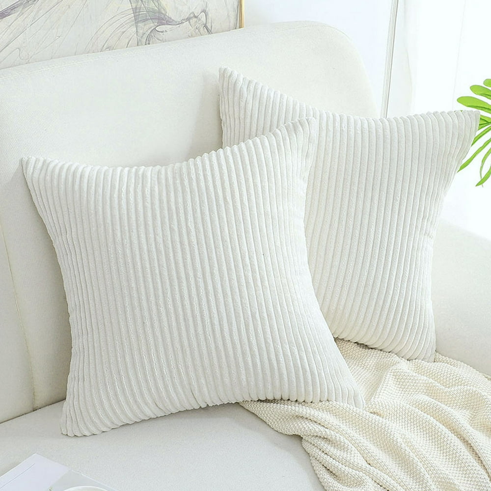 PiccoCasa 2Pcs Soft Corduroy Throw Pillow Covers, 20 x 20 Inch Striped