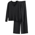 thumbnail image 1 of Cameland Women's Fall Winter Two Piece Set Knitting Sweater Wide Leg Pants Loose Fit Sets Lounge Set, 1 of 8