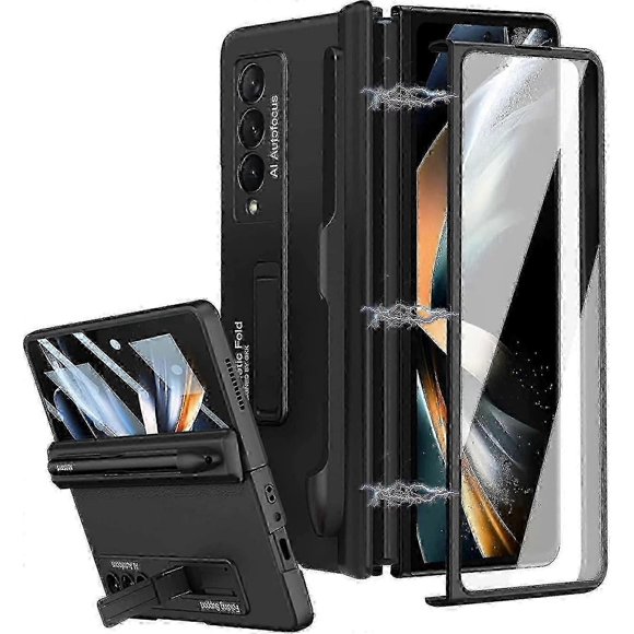 Case for Galaxy Z Fold 4 - S Pen Holder, Built-in Screen Protector & Magnetic Hinge Guard