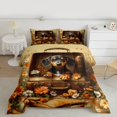 thumbnail image 2 of Feelyou 3D Brown Dachshund Queen Comforter Set, Rustic Groovy Floral Bedding Sets, Kawaii Dog Animal Reversible Bedding Comforter Set, Super Cozy Room Decor, 3 Pieces, 2 of 8