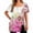 Hot Pink, variant on Holiday Womens Tops Short Sleeve Relaxed Fit Blouses Side Vent Blue Floral Shirts Ladie's Tops