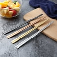 thumbnail image 2 of 1 pair Korean Stainless Steel Solid Flat Chopsticks Titanium Gold Japanese Sushi Chinese Chop Sticks Kitchen Dinnerware Tools, 2 of 6