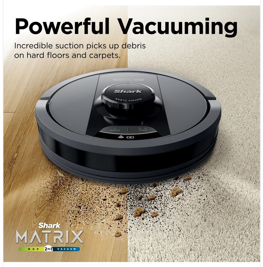 Shark, R-RV2400WS, Matrix Robotic Floor Cleaner , 60 Minute Battery Life, Wi-Fi Compatible, 1 Each, Black