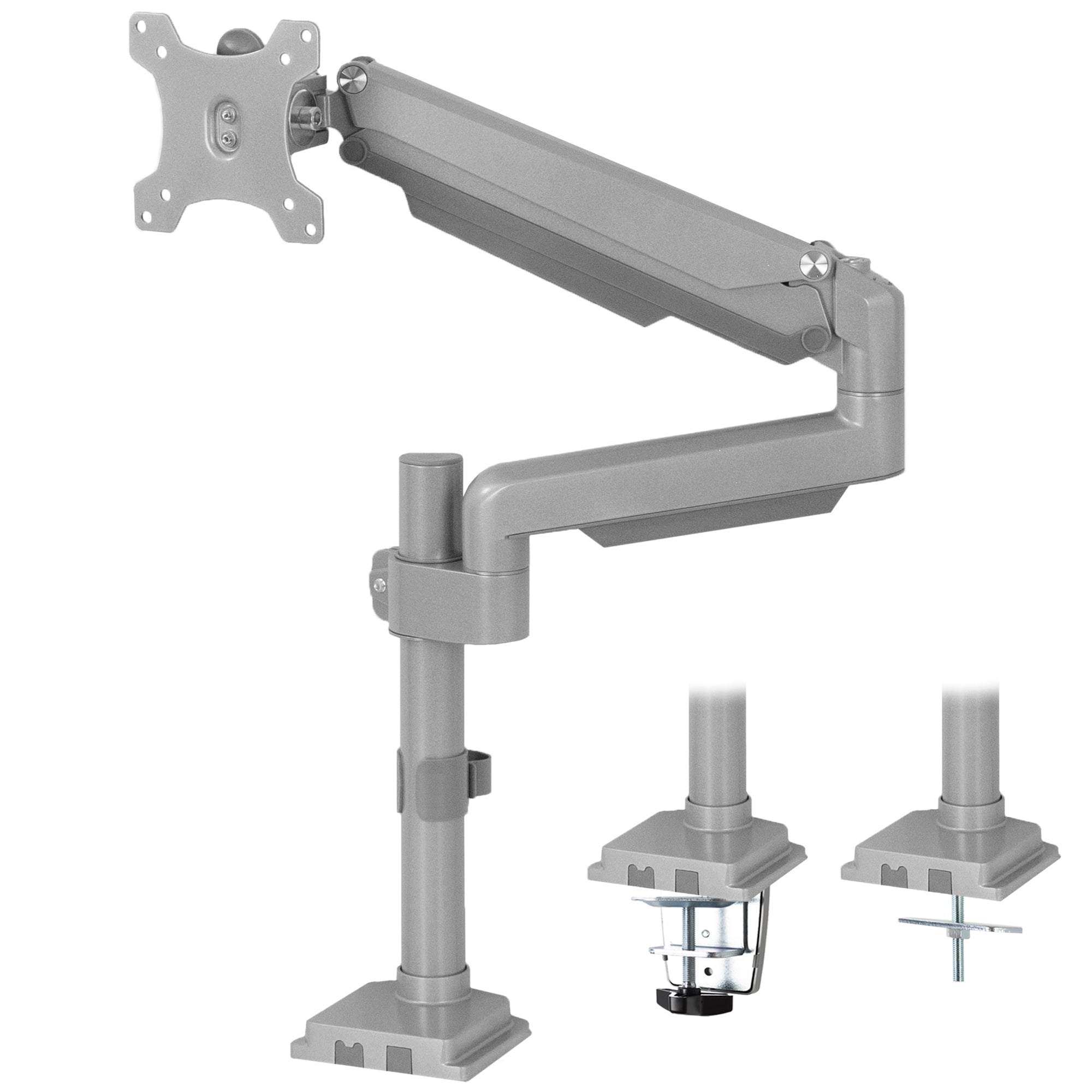 VIVO Silver Aluminum Single Monitor Arm Desk Mount Stand with Pneumatic