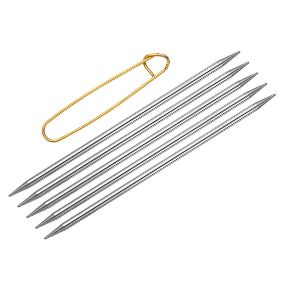 Uxcell 5Pcs US 9(5.5mm) Double Pointed Knitting Needle with Stitch Holder for Handmade Projects