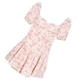 thumbnail image 3 of Vestido elegante de manga corta con estampado floral, dobladillo irregular para citas y vacaciones de verano, talla M, 3 of 8
