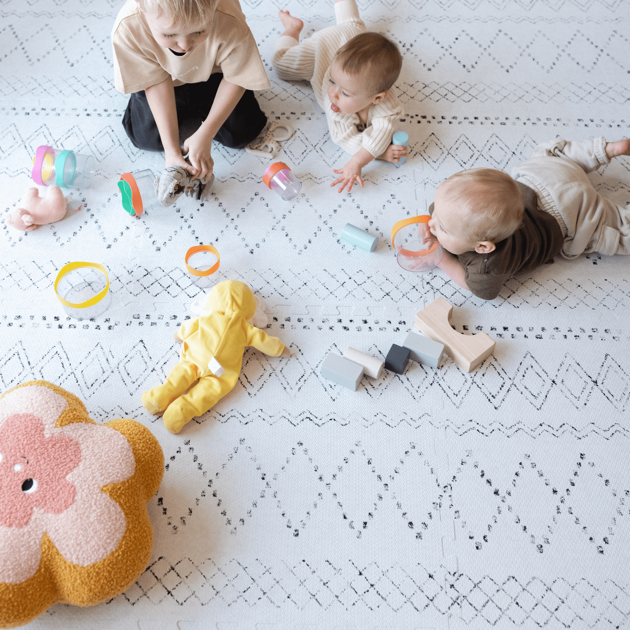 Little Landings Play Mat - Boho (4x6ft) - Premium EVA Foam Play Mat for Babies & Toddlers - Non-Toxic Playmat for Tummy Time, Crawling & Playroom