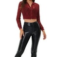 thumbnail image 1 of INSPIRE CHIC Veste Bomber Courte Transparente en Crochet Dentelle à Manches Longues avec Fermeture Éclair pour Femme m Rouge Vin, 1 of 6