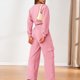 thumbnail image 4 of Conjunto de sudadera y pantalón corto liso para mujer conjunto de chándal holgado informal sencillo, 4 of 6