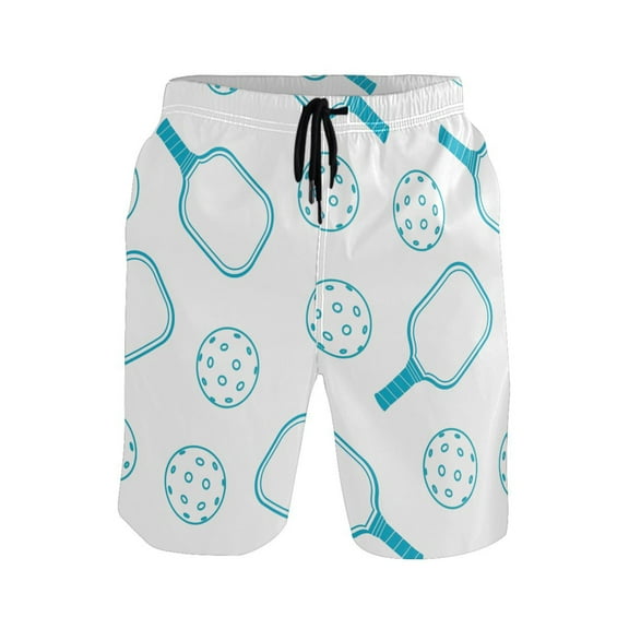 joogoo Men's Swim Trunks Pickleball Blue Beach Shorts with Pockets XL