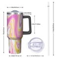 thumbnail image 2 of 40oz Tumbler with Handle and Straw, Vacuum Insulated Stainless Steel Travel Mug, Fits Car Cup Holder, Liquid & Marble Print, 2 of 6