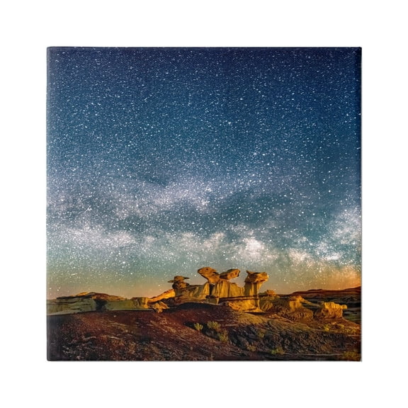 Stupell Industries Stars Over Desert Canyon Nature Photography Gallery Wrapped Canvas Print Wall Art, 17 x 17