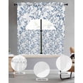 thumbnail image 2 of Navy Blue Spring Floral Swag Kitchen Curtains Sets for Windows 24 Inch Length, Elegant Pastoral Flowers Short Window Curtain Panels Swags Valances and Tiers 3 Piece Set for Cafe/Dining Room, 2 of 5