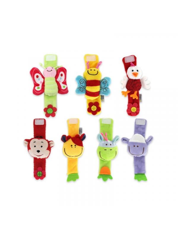 Topumt Cartoon Animal Baby Plush Rattle Toy Soft Wrist Stra