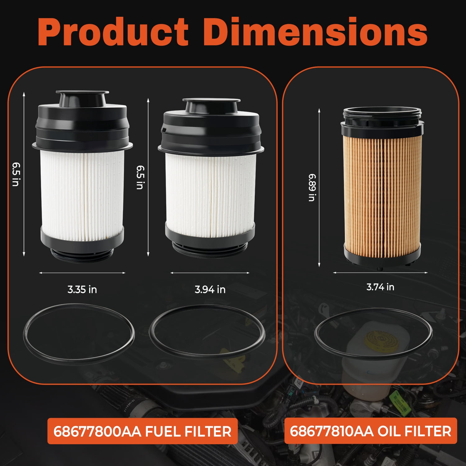 6.7L Cummins Diesel Fuel Filter Water Separator & Oil Filter Kit Compatible with 2025 2026 Dodge Ram 2500 3500 4500 5500 6.7L Cummins Turbo Diesel Engine Replace 68677800AA 68677810AA