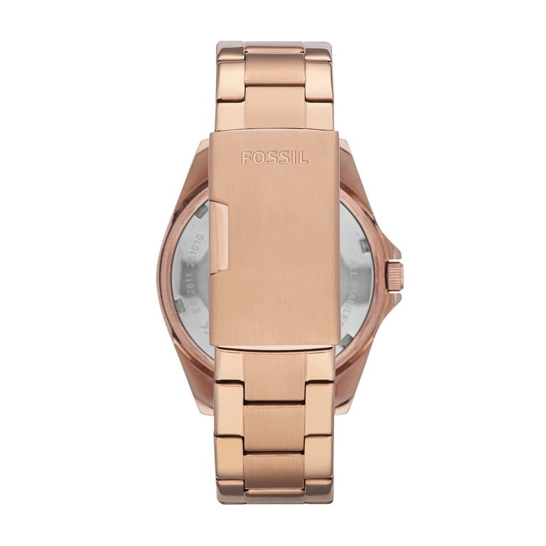 Fossil Women’s Riley Stainless Steel Crystal-Accented Quartz Watch - Rose Gold Fossil Riley Multifunction Rose Gold Dial Rose Gold Steel  main image 3