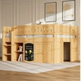 thumbnail image 2 of Euroco Wood Full Size Loft Bed with Chalkboard and Shelves,  Cabinet for Kids Teens, Natural, 2 of 10
