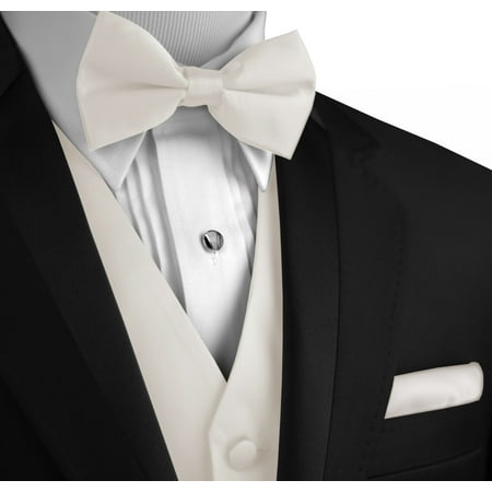 Italian Design, Men's Formal Tuxedo Vest, Bow-Tie & Hankie Set for Prom, Wedding, Cruise in (Best Off The Rack Men's Suits)