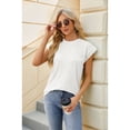 thumbnail image 2 of XCHQRTI Womens Textured Cap Sleeve Tshirt Dressy Trendy Summer Shirt Casual Basic Short Sleeve Tops, 2 of 9