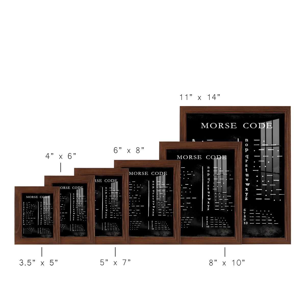 Morse Code Chart - Framed Print w/glass - Chestnut