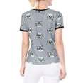 thumbnail image 3 of INSPIRE CHIC Women's Short Sleeve Contrast Cartoon Cats Pet Print Tee Ringer T-Shirt Tops S Gray, 3 of 6