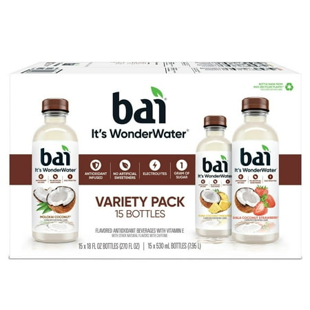 Bai Coconut Flavored Water Variety Pack , 18 Fluid Ounce (15 Pack)
