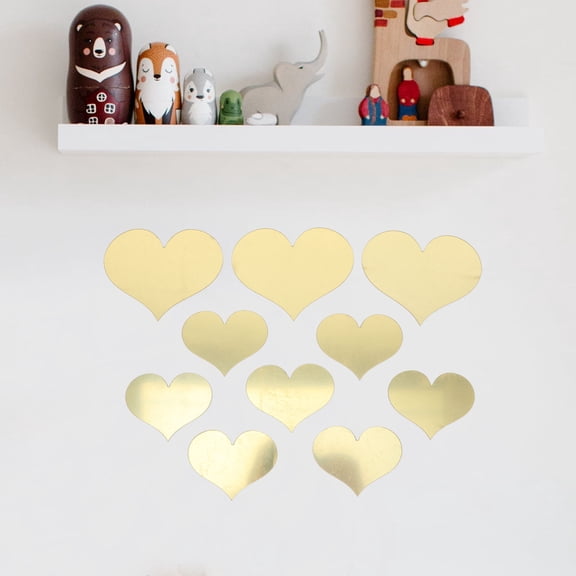 RUNROTOO Wall Decorative Decals 30Pcs Golden Acrylic Heart Stickers for Home