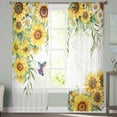 thumbnail image 2 of Spring Sunflowers Sheer Curtains 96 Inches Long 2 Panels Set, Window Sheer Curtains for Living Room/Bedroom, Birds Watercolor Botanical Garden Floral Light Filter Rod Pocket Curtain 52'' x 96'' x 2, 2 of 7