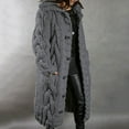 thumbnail image 4 of Women‘s Long Large Classic Cardigans Cable Knit Hood Sweater Oversized Button Duster Coat with Pocket 2024,darkgray,M, 4 of 4