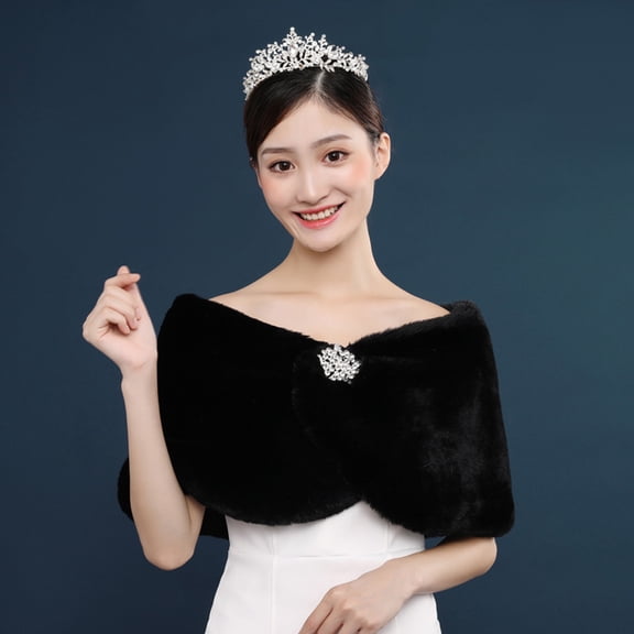 DRAFIDEEP 1PC Black Shawl for Women Warm Tippet Fiber Evening Shawls Elegant Fashion Wedding Accessory